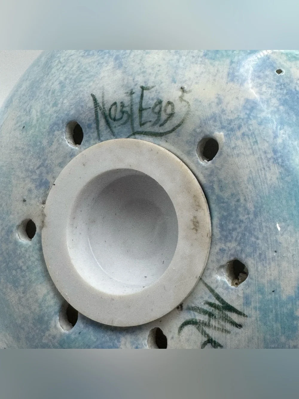 Nest Eggs Ceramic Birdhouse Hand Painted Whimsical Birds Blue Hanging Bird House